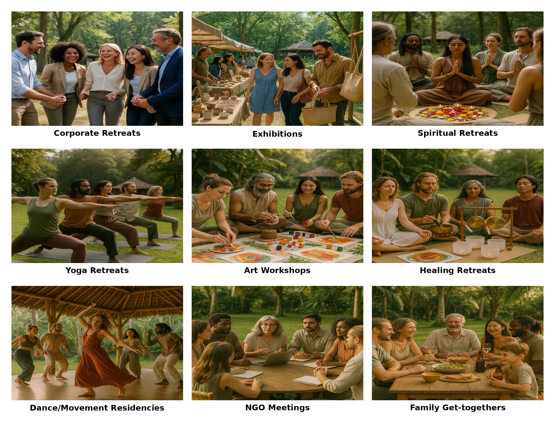 Event types offered at The Cottage Core Village
